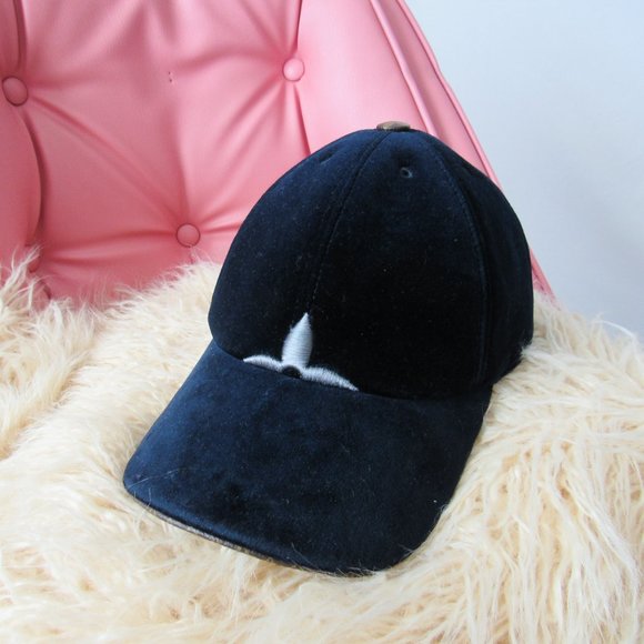 Louis Vuitton Accessories - AUTHENTIC LOUIS VUITTON LV Touch Cap Baseball Hat/ Navy Blue Velour ~ Orig.$760